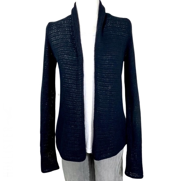 Hollister Wool Blend Knit Cardigan Open Front Open Weave Navy Blue Small S - Picture 1 of 12